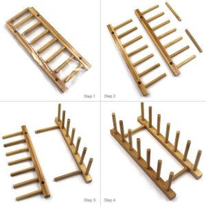Bamboo Dish Rack Plate Drainer