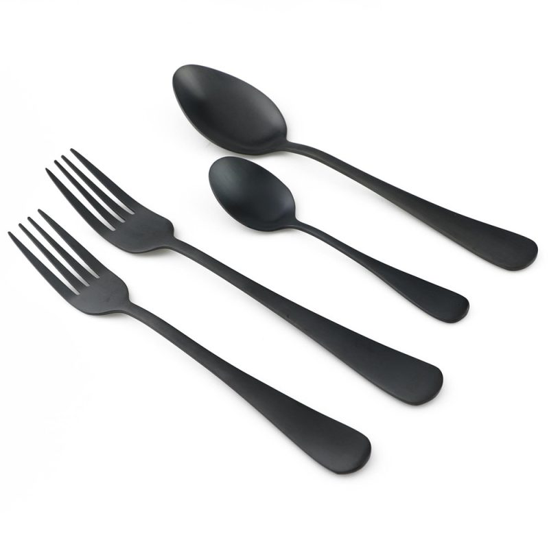 Black Cutlery Set Stainless Dinnerware - Image 2