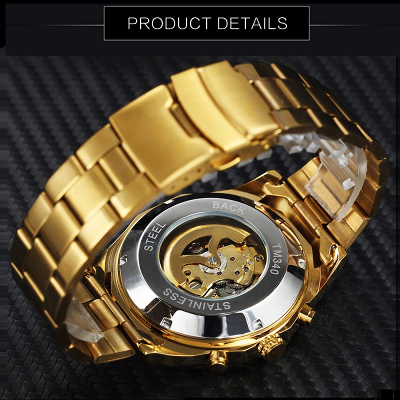 Mechanical Watch Gold Skull Timepiece - Image 3