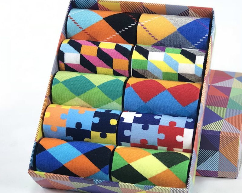 Cotton Socks Colorful Plaid Patterns - Image 6