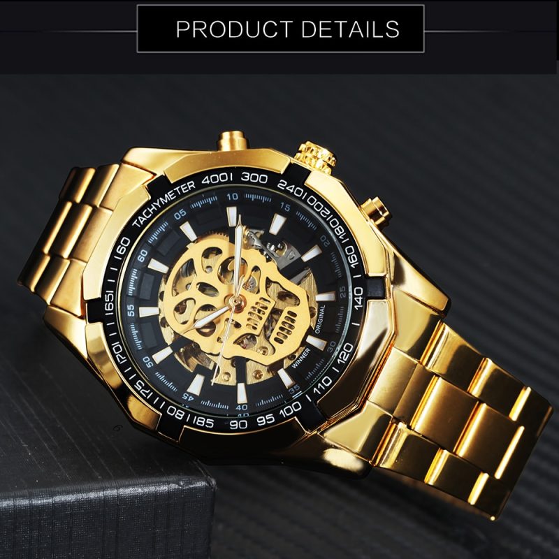 Mechanical Watch Gold Skull Timepiece - Image 2
