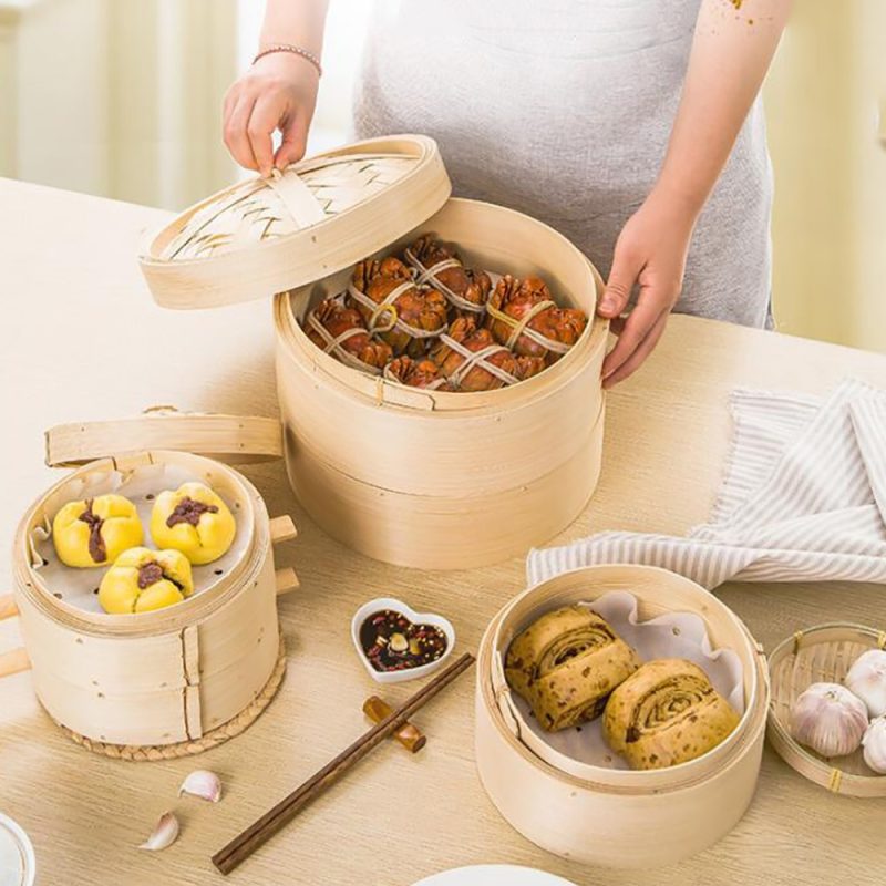 Bamboo Steamer Basket Kitchen Set - Image 5