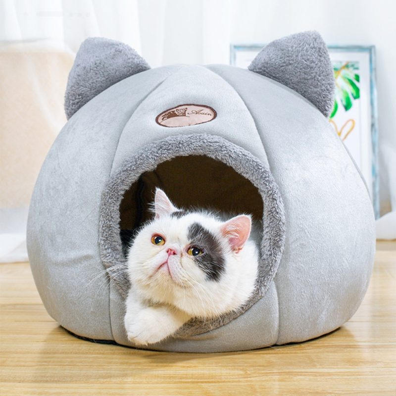 Covered Cat Bed With Inside Cushion - Image 5
