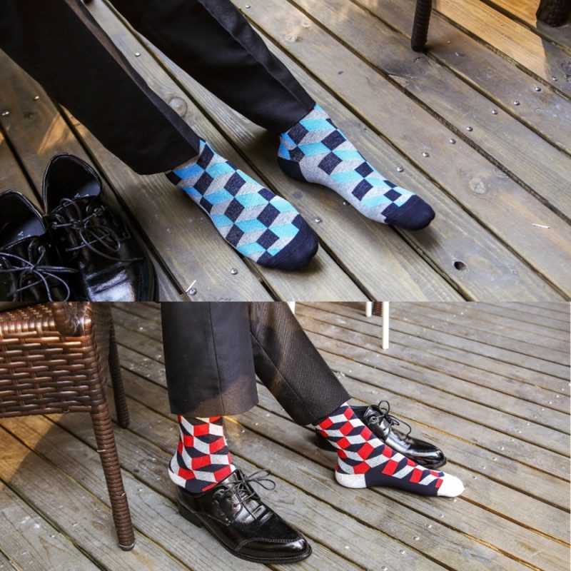Cotton Socks Colorful Plaid Patterns - Image 2