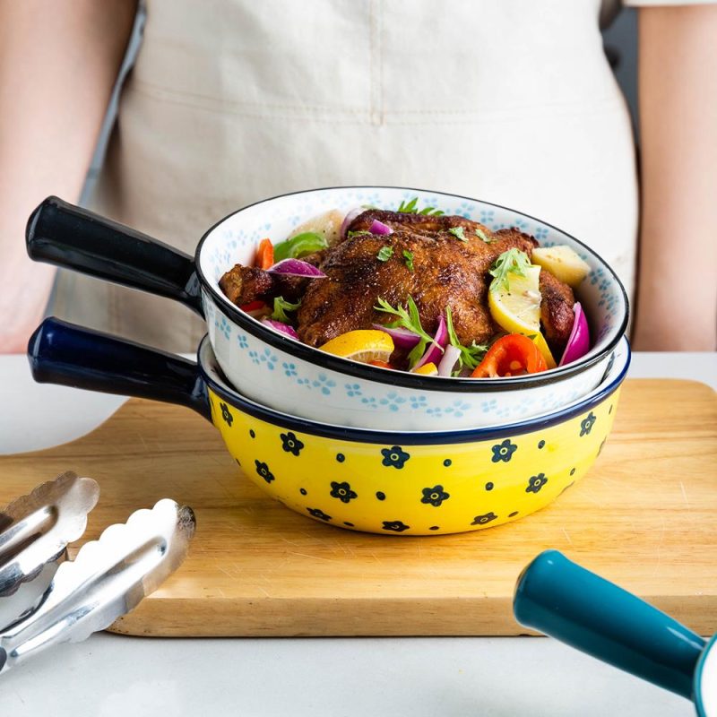 Ceramic Painted Soup Bowl with Handle - Image 5