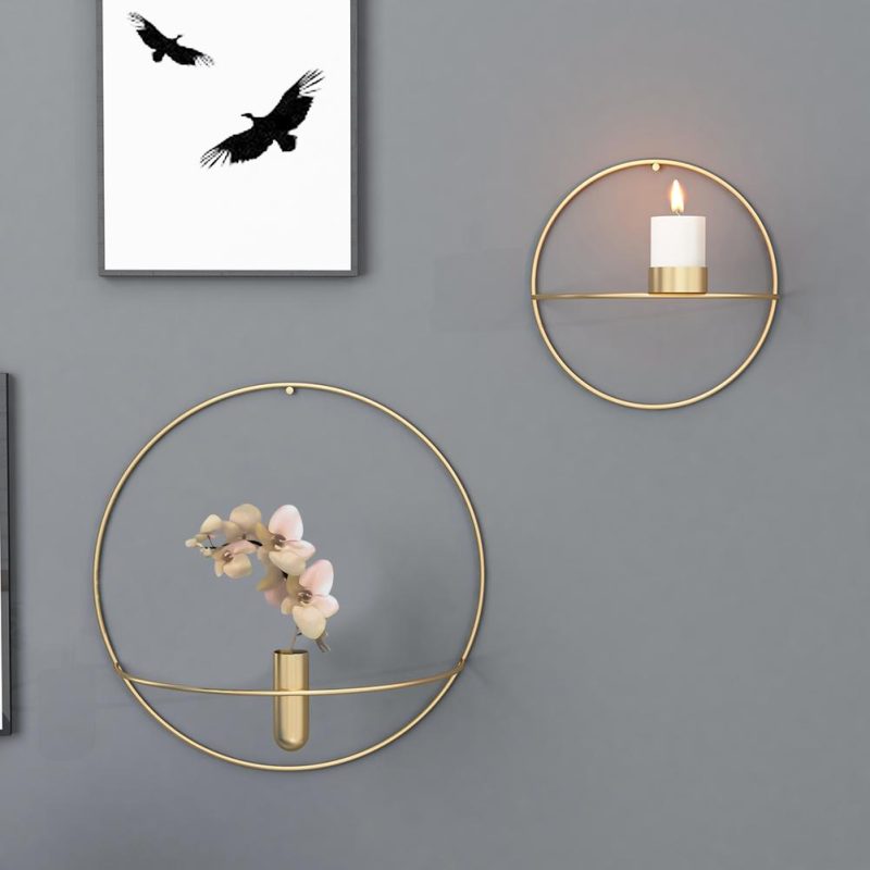 Circle Candle Holder Iron Wall Decor - Image 2