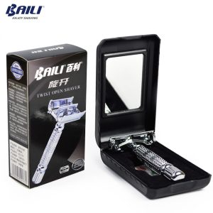 Double Edge Razor with Mirrored Case
