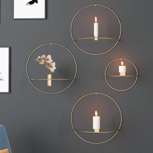 Circle Candle Holder Iron Wall Decor