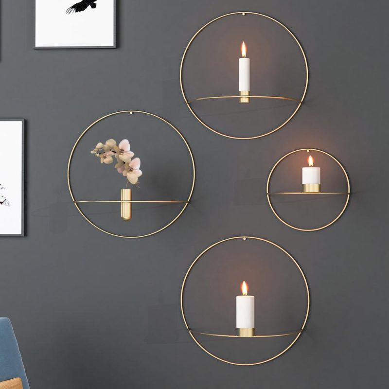 Circle Candle Holder Iron Wall Decor