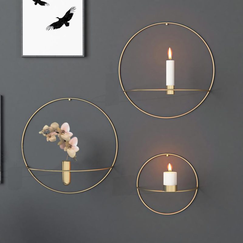 Circle Candle Holder Iron Wall Decor - Image 3