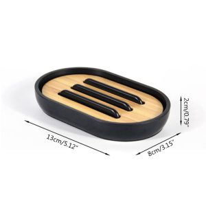 Bamboo Soap Dish Rack Container with Lid