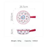 Ceramic Painted Soup Bowl with Handle