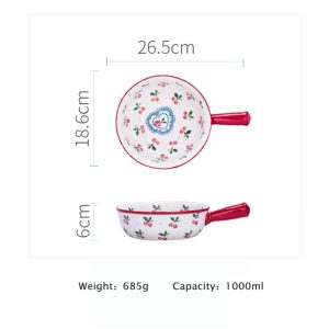 Ceramic Painted Soup Bowl with Handle