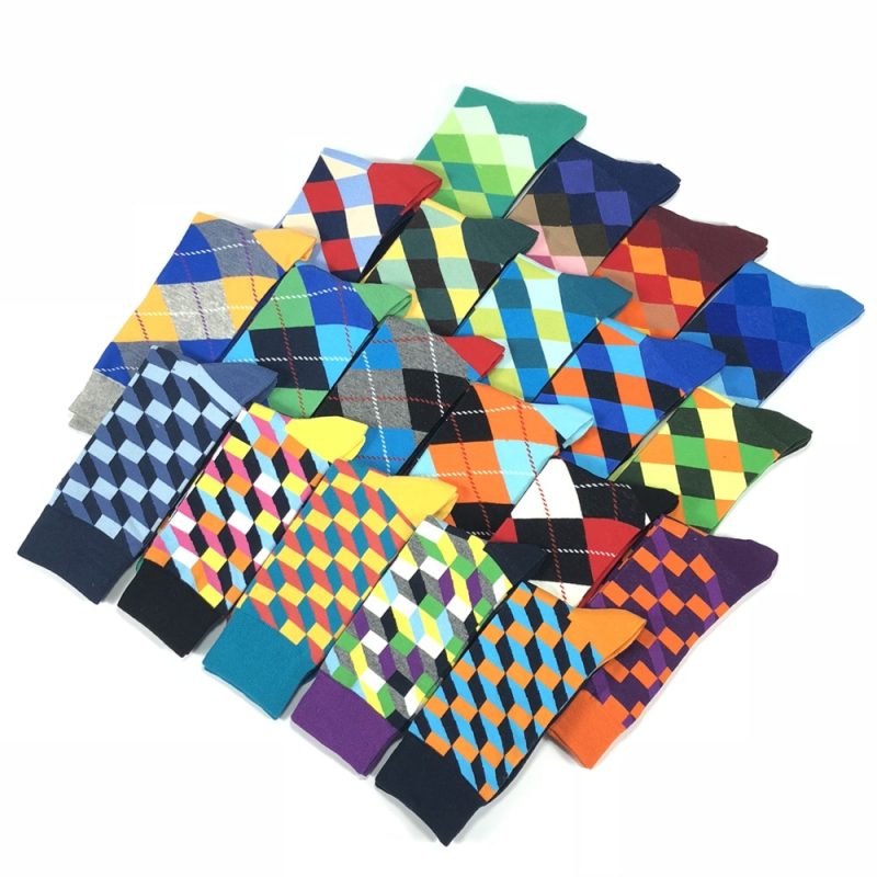 Cotton Socks Colorful Plaid Patterns - Image 5