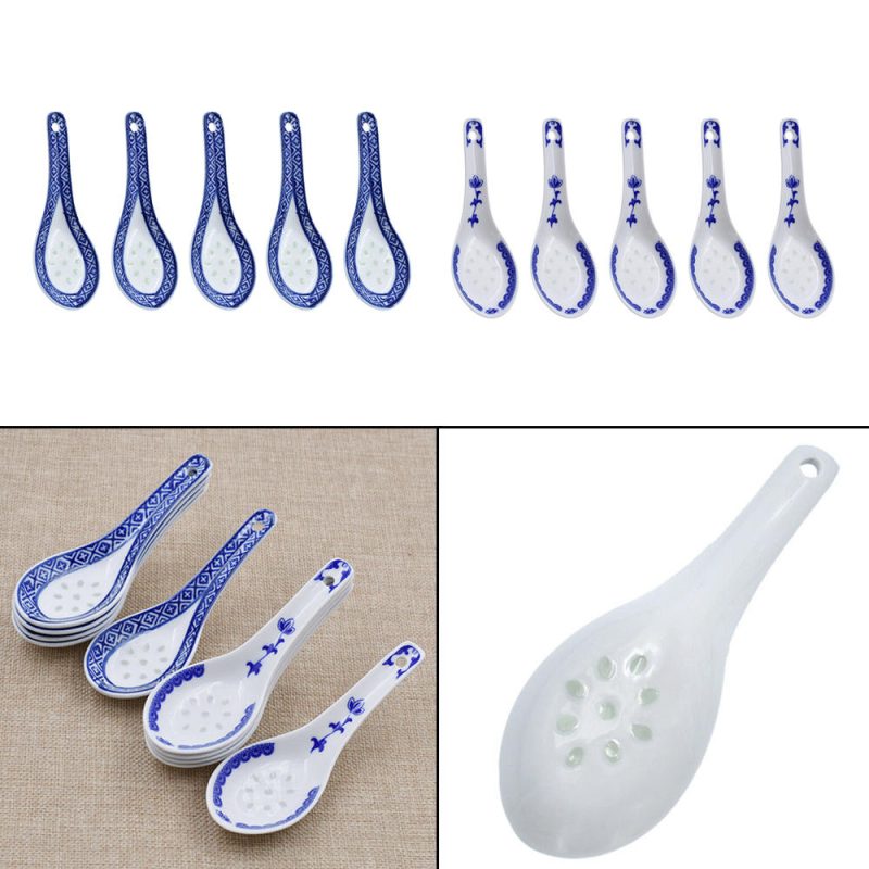 Asian Soup Spoons Ceramic Tableware (5Pcs) - Image 3