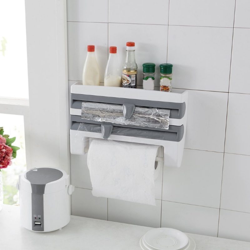 4-in-1 Kitchen Organizer Wall Mounted Rack/Dispenser/Shelf - Image 6