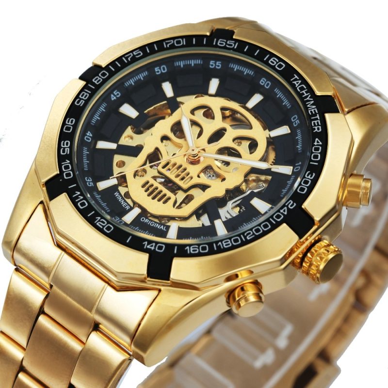 Mechanical Watch Gold Skull Timepiece - Image 4