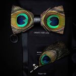Feather Bow Tie Brooch Pin Set