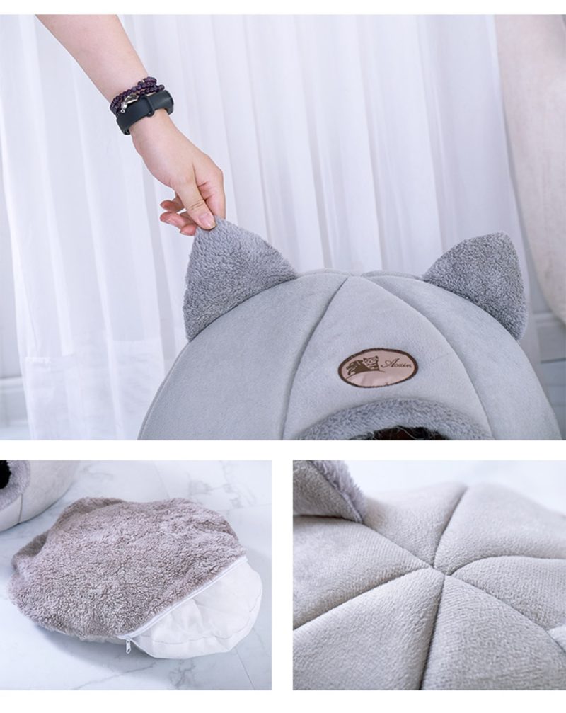 Covered Cat Bed With Inside Cushion - Image 3