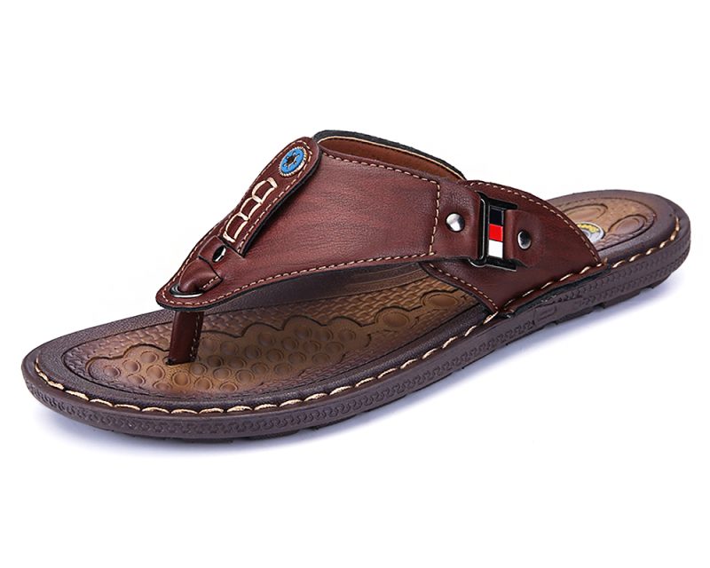 Men Leather Flip Flops Non-Slide - Image 6