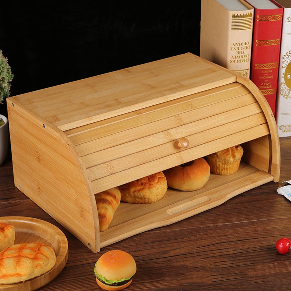 Bamboo Wood Bread Bin Box - Image 5