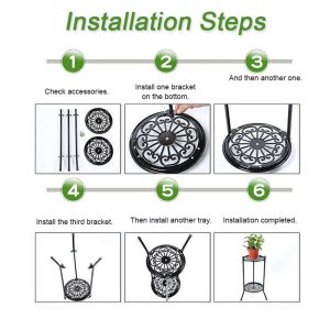 2 Pots Metal Floor Plant Stand