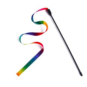 Gradient color ribbon cat teaser stick chew-resistant rope toy pet
